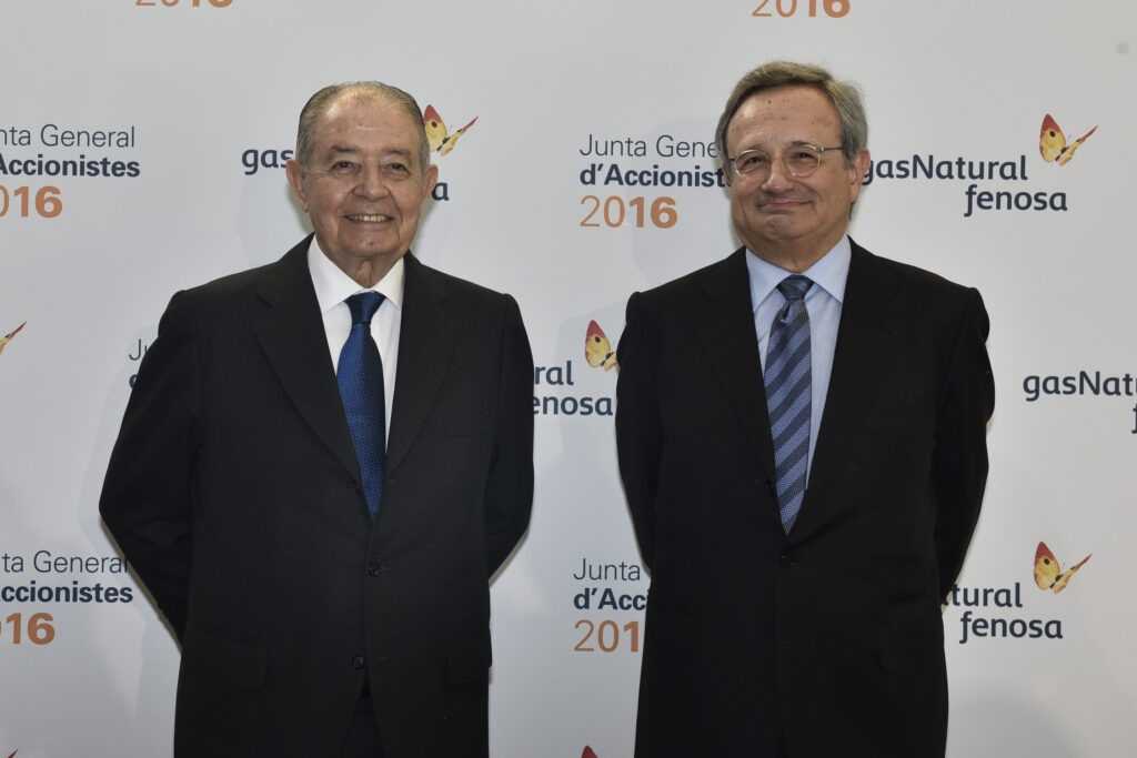 The chairman, Salvador Gabarró, and the CEO, Rafael Villaseca, at the 2016 GSM.